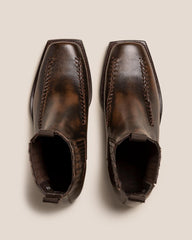 Hereu Boots | AGULLA - Square-Toe Braided Detail Chelsea Boot - Men