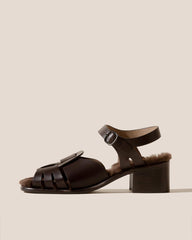 Hereu Heels | ANCORA SQUARED HEELED SHEARLING - Open-Toe Fisherman Sandal - Women