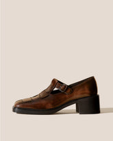 Hereu Heels | POBLA HEELED - Brushed Interwoven T-Bar Loafer - Women