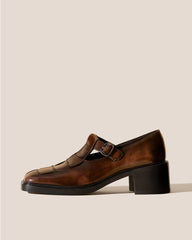 Hereu Heels | POBLA HEELED - Brushed Interwoven T-Bar Loafer - Women