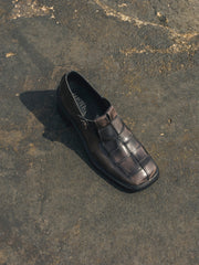 Hereu Heels | POBLA HEELED - Brushed Interwoven T-Bar Loafer - Women