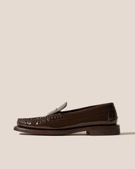Hereu Loafers | SINEU GLOSSY - Interlaced-detail Slip-on Loafer - Women