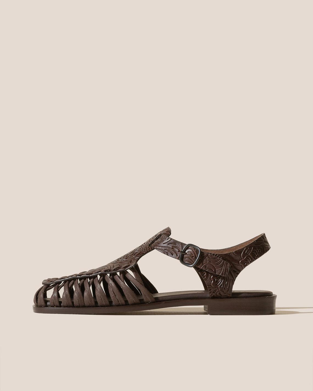 Hereu Sandals | ALARO EMBOSSED VEG-TAN - Square-Toe T-bar Sandal - Women