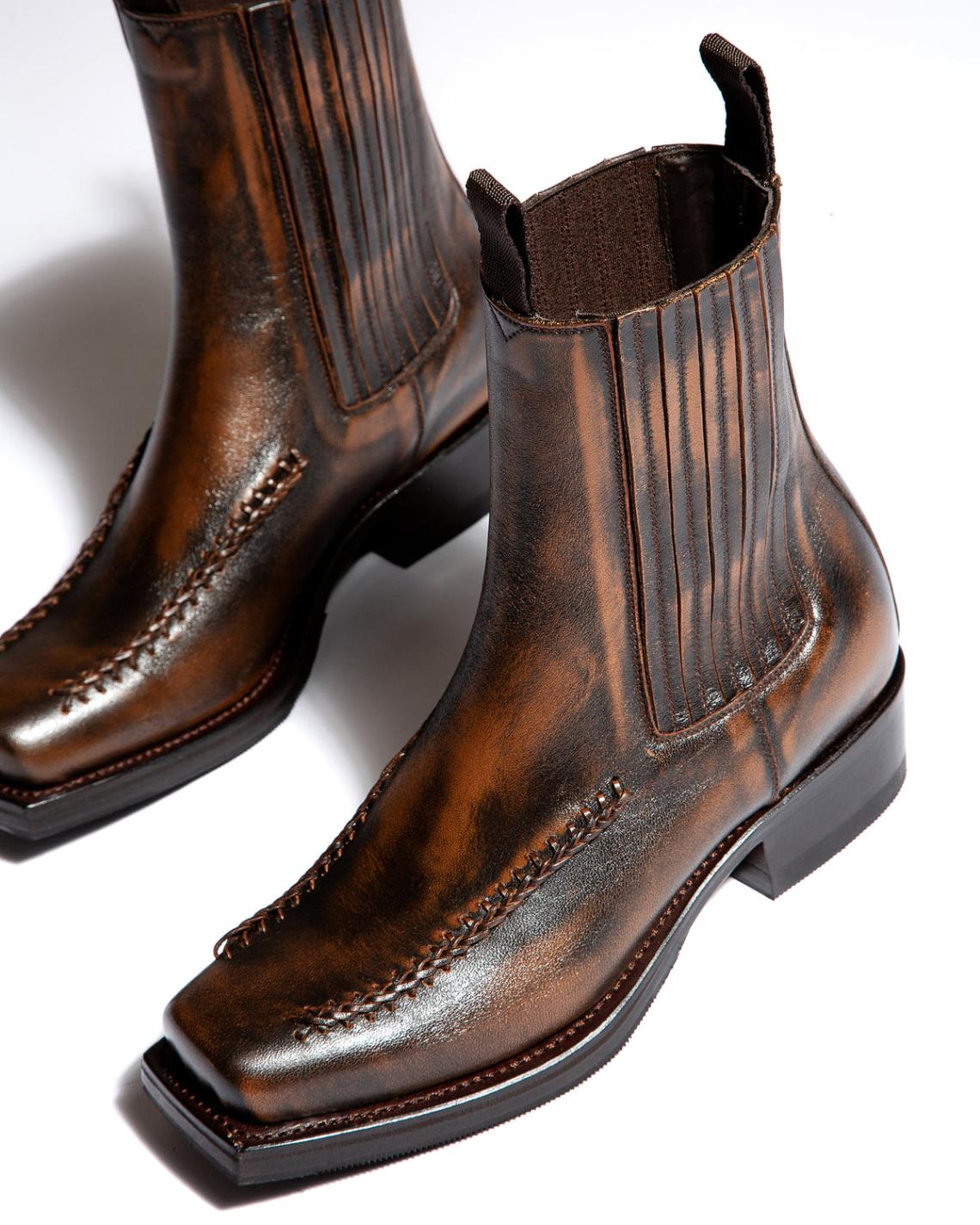 Hereu Boots | AGULLA - Square-Toe Braided Detail Chelsea Boot - Men