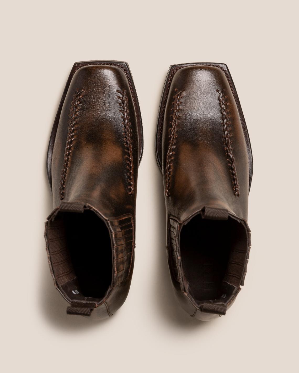 Hereu Boots | AGULLA - Square-Toe Braided Detail Chelsea Boot - Men