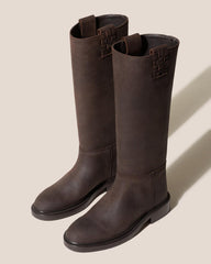 Hereu Boots | ANELLA WAXED - Interwoven Detailed Pull-On Boot - Women