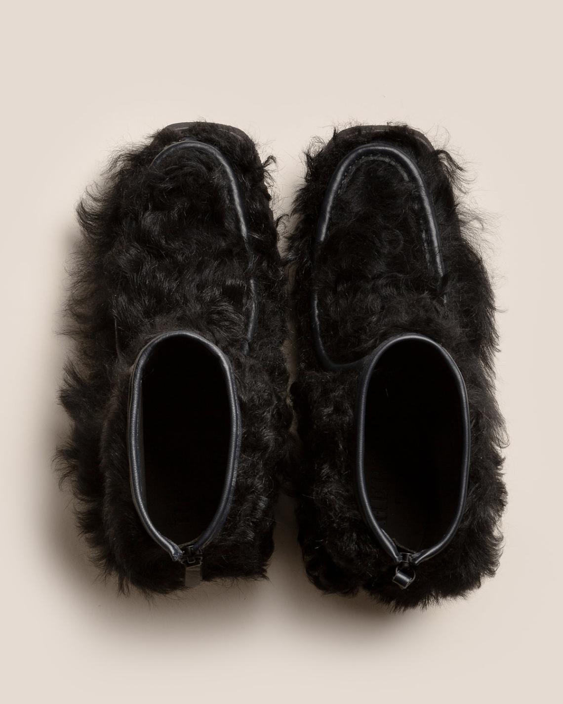 Hereu Boots | ARMENTA LOW ZIPPED LONG HAIR - Shearling Ankle Boot Loafer - Women