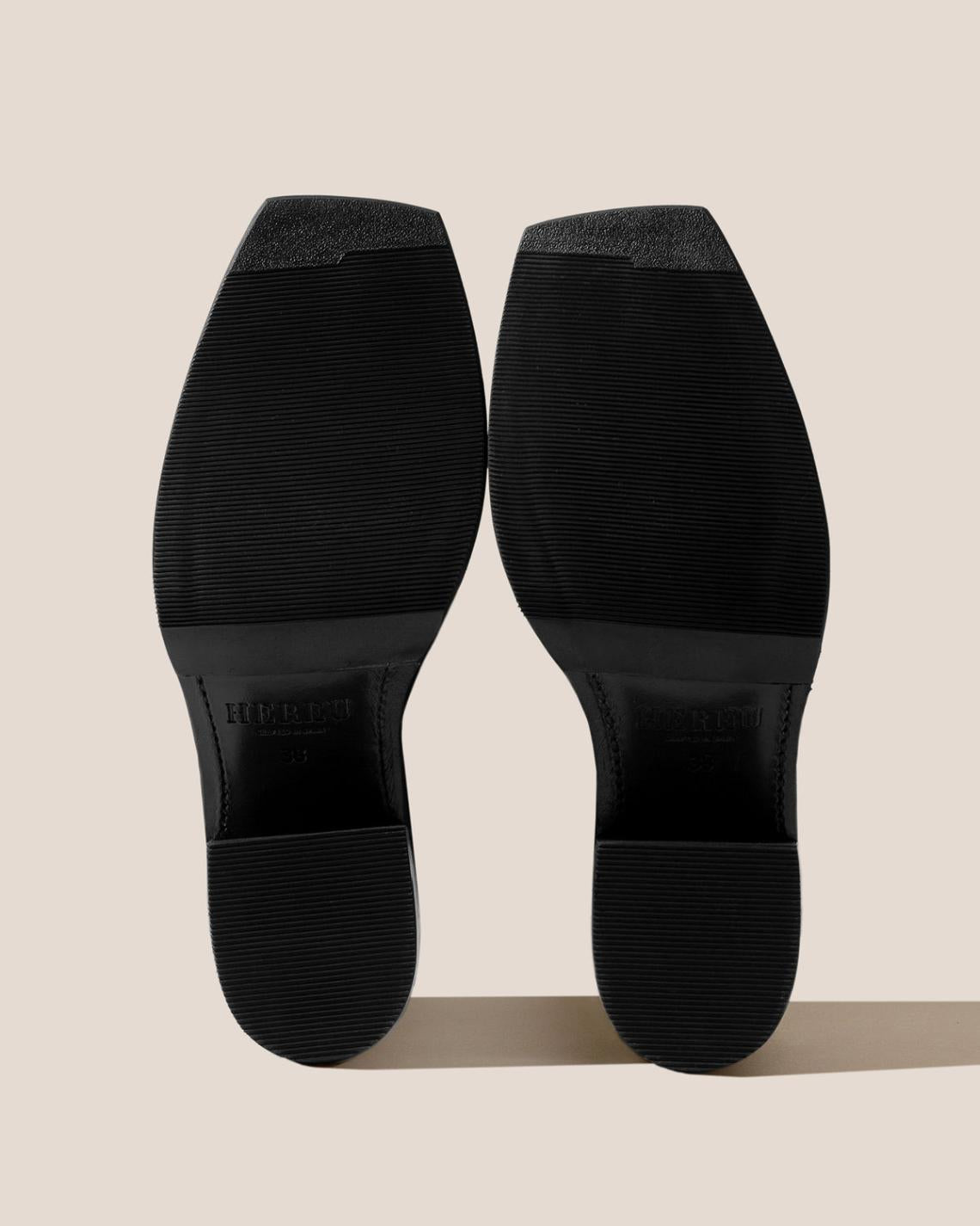 Hereu Boots | CALOBRA - Heeled Square-Toe Braided Detail Knee-High Boot - Women