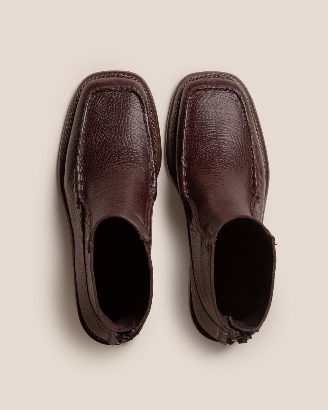 Hereu Boots | QUADRA GRAINY - Square Toe Back Zip Boot - Women