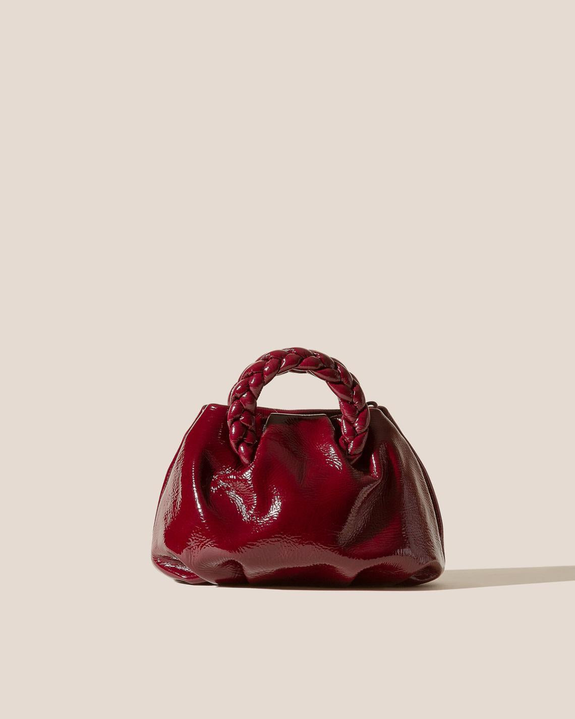 Hereu Crossbody Bags | BOMBON CRINKLED GLOSSY - Small Plaited-handle Leather Crossbody Bag - Women
