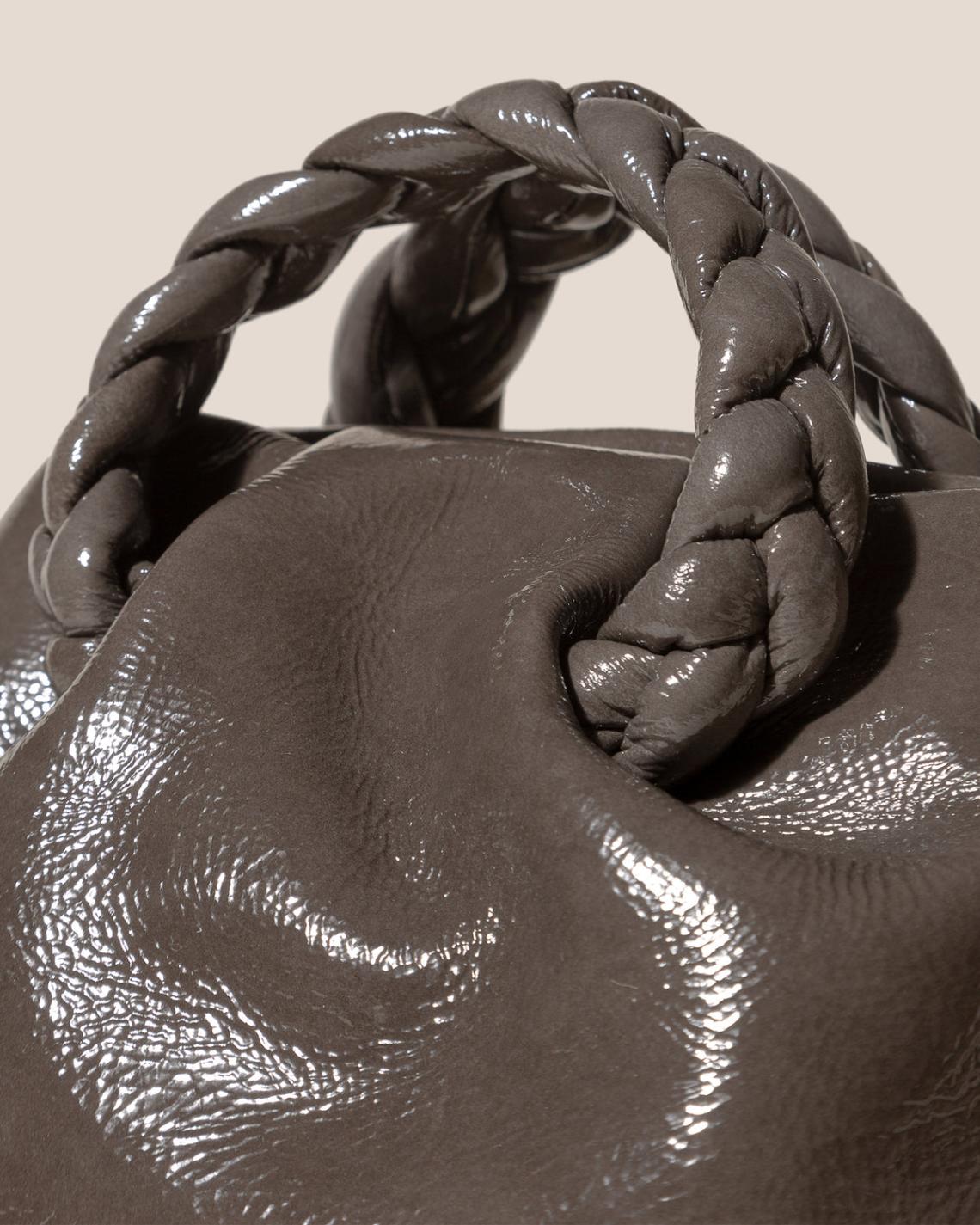 Hereu Crossbody Bags | BOMBON CRINKLED GLOSSY - Small Plaited-handle Leather Crossbody Bag - Women
