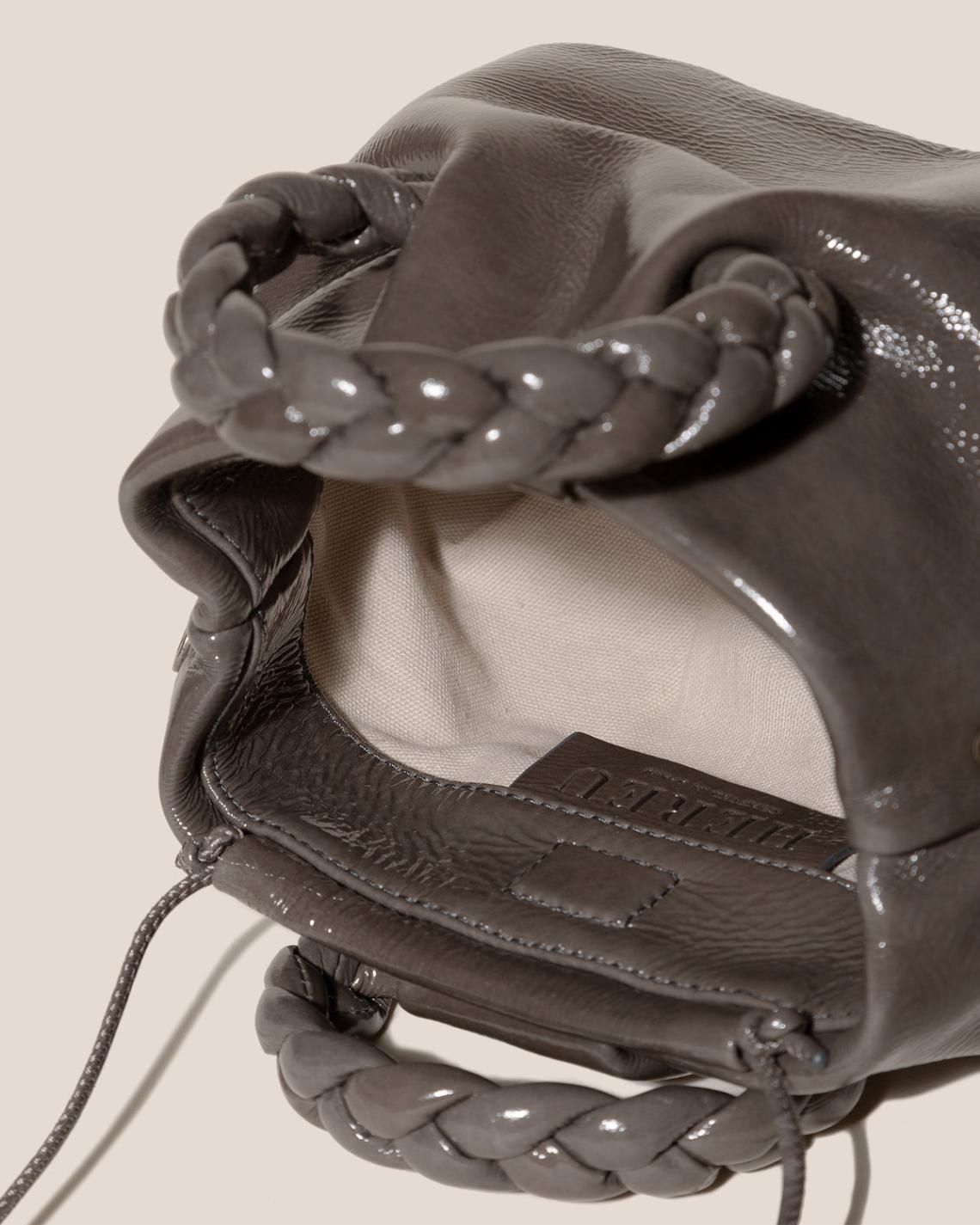 Hereu Crossbody Bags | BOMBON CRINKLED GLOSSY - Small Plaited-handle Leather Crossbody Bag - Women