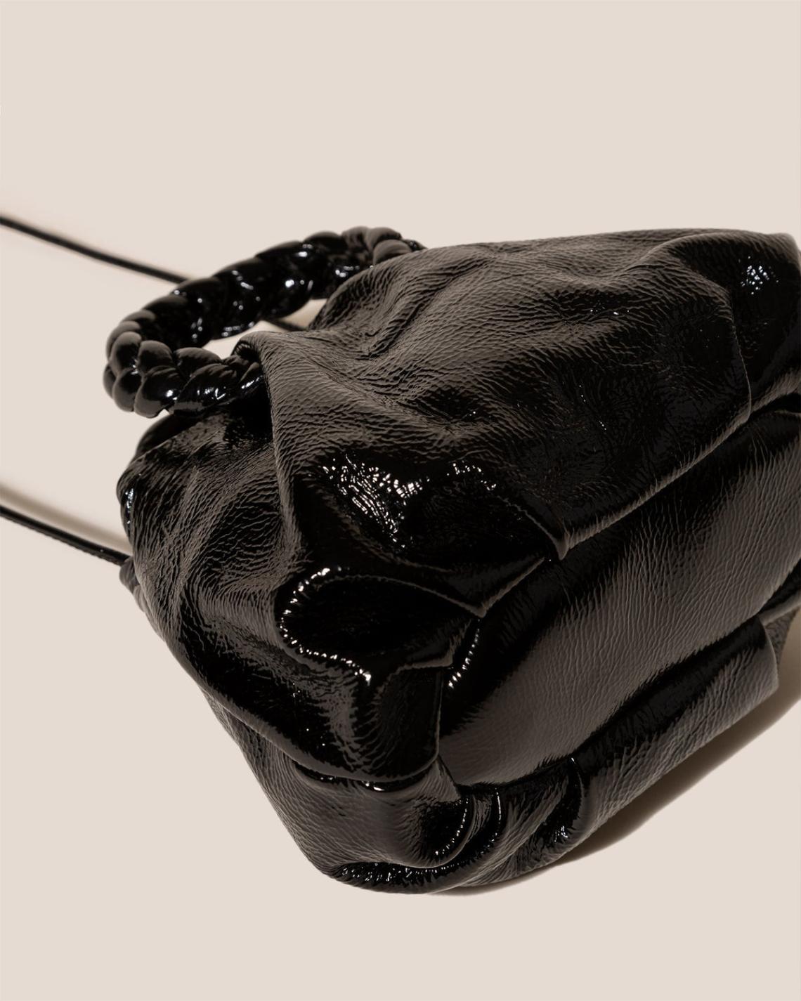 Hereu Crossbody Bags | BOMBON CRINKLED GLOSSY - Small Plaited-handle Leather Crossbody Bag - Women