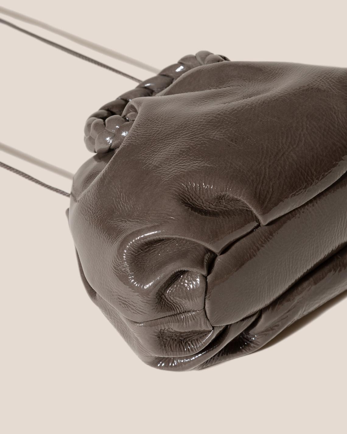 Hereu Crossbody Bags | BOMBON CRINKLED GLOSSY - Small Plaited-handle Leather Crossbody Bag - Women