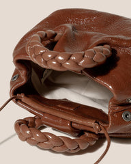 Hereu Crossbody Bags | BOMBON CRINKLED GLOSSY - Small Plaited-handle Leather Crossbody Bag - Women