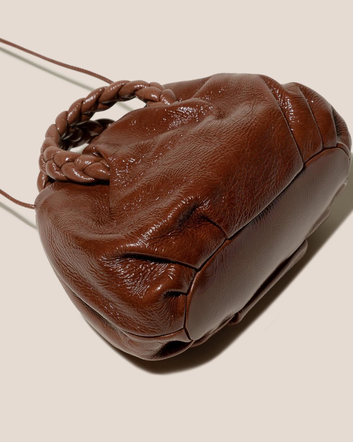 Hereu Crossbody Bags | BOMBON CRINKLED GLOSSY - Small Plaited-handle Leather Crossbody Bag - Women