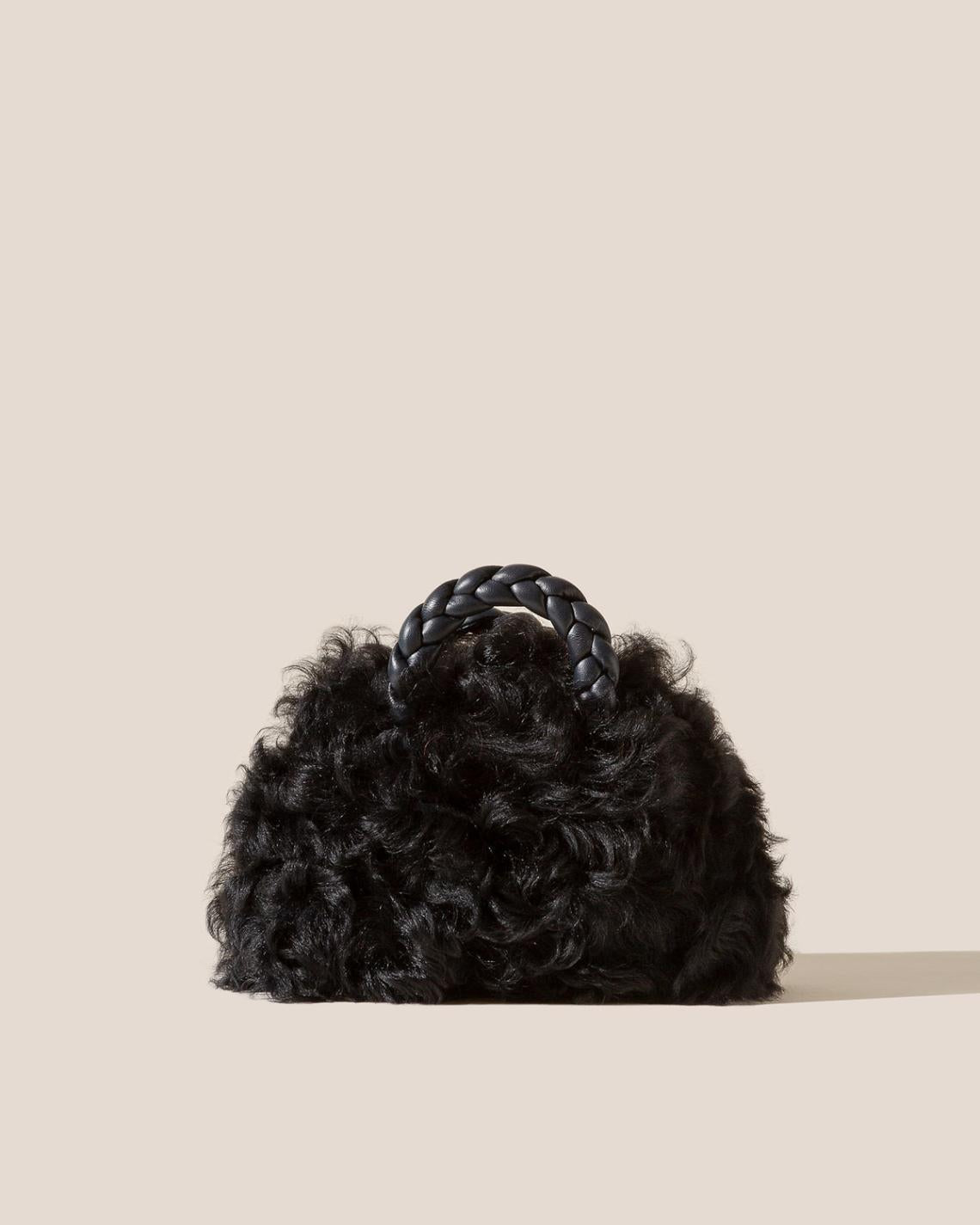 Hereu Crossbody Bags | BOMBON LONG HAIR SHEARLING - Small Plaited-handle Crossbody Bag - Women