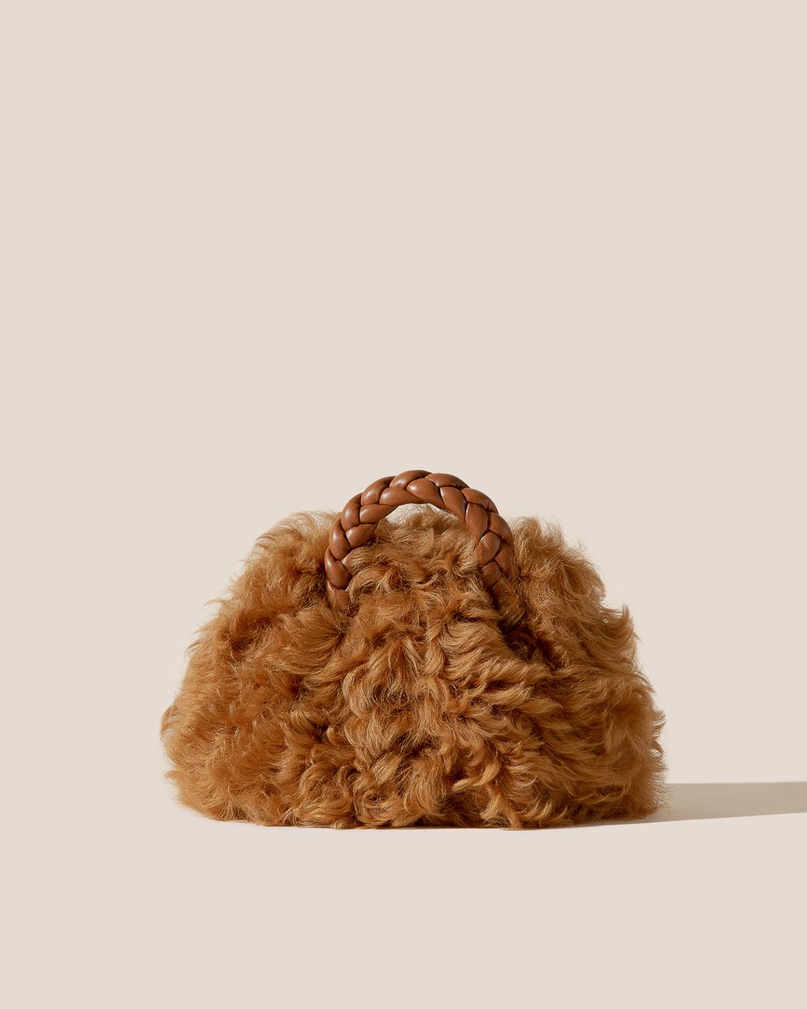 Hereu Crossbody Bags | BOMBON LONG HAIR SHEARLING - Small Plaited-handle Crossbody Bag - Women
