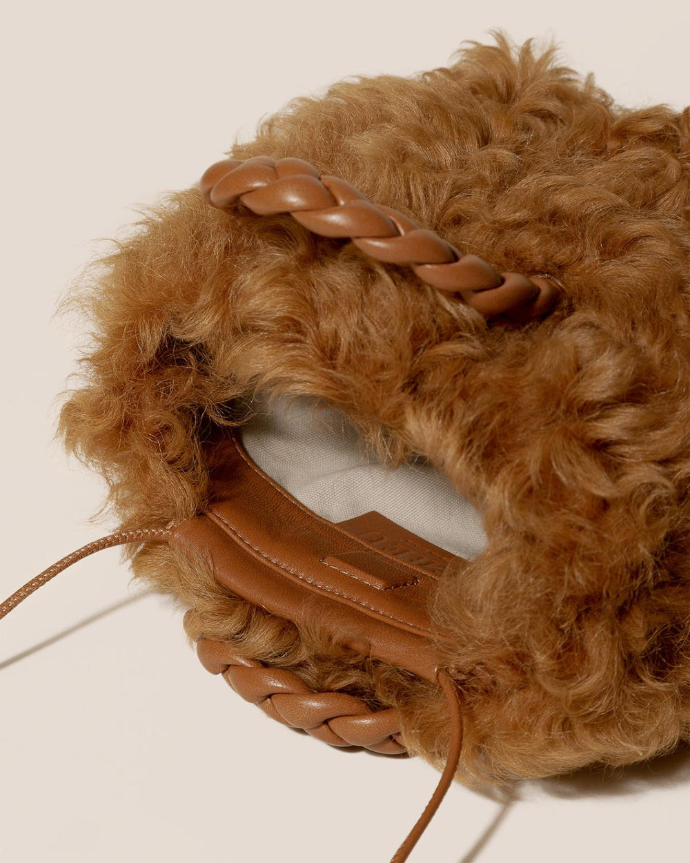 Hereu Crossbody Bags | BOMBON LONG HAIR SHEARLING - Small Plaited-handle Crossbody Bag - Women
