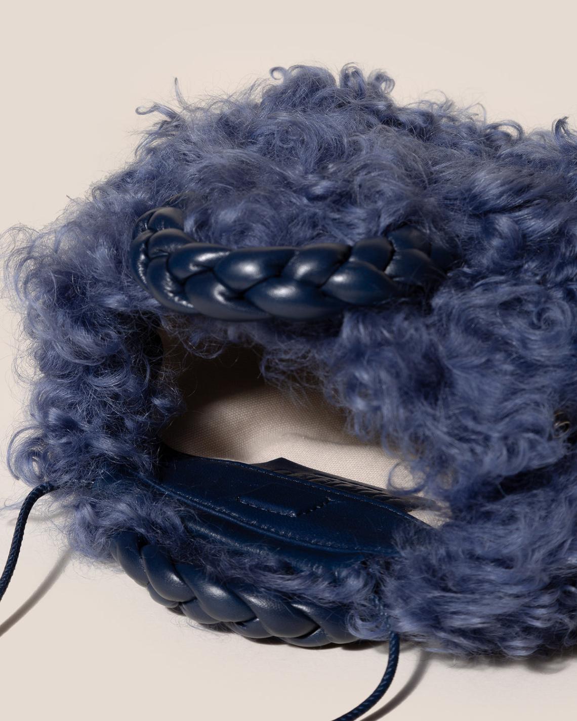 Hereu Crossbody Bags | BOMBON LONG HAIR SHEARLING - Small Plaited-handle Crossbody Bag - Women