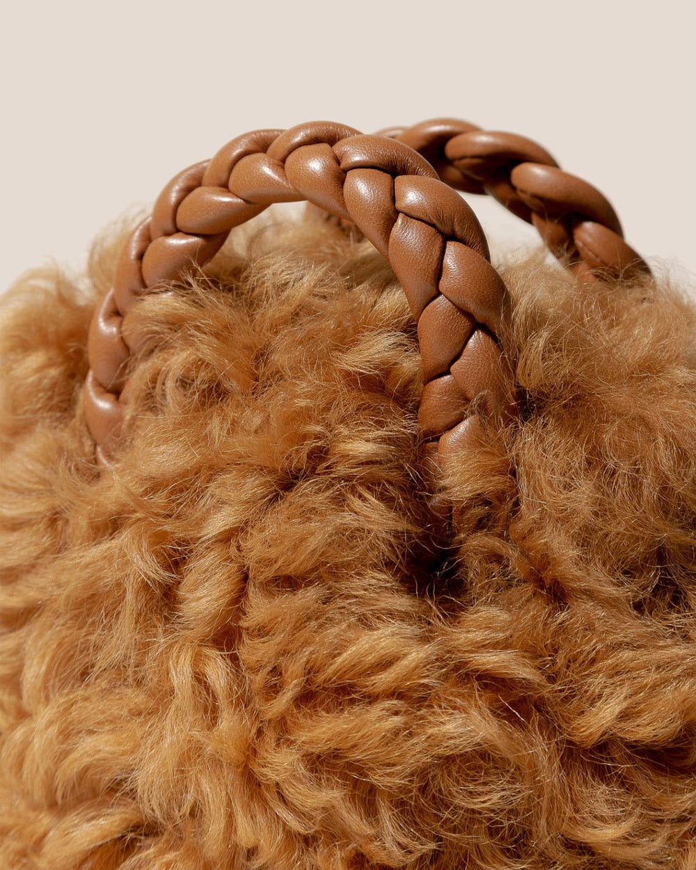 Hereu Crossbody Bags | BOMBON LONG HAIR SHEARLING - Small Plaited-handle Crossbody Bag - Women