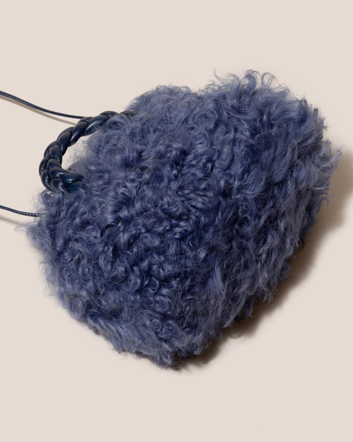 Hereu Crossbody Bags | BOMBON LONG HAIR SHEARLING - Small Plaited-handle Crossbody Bag - Women