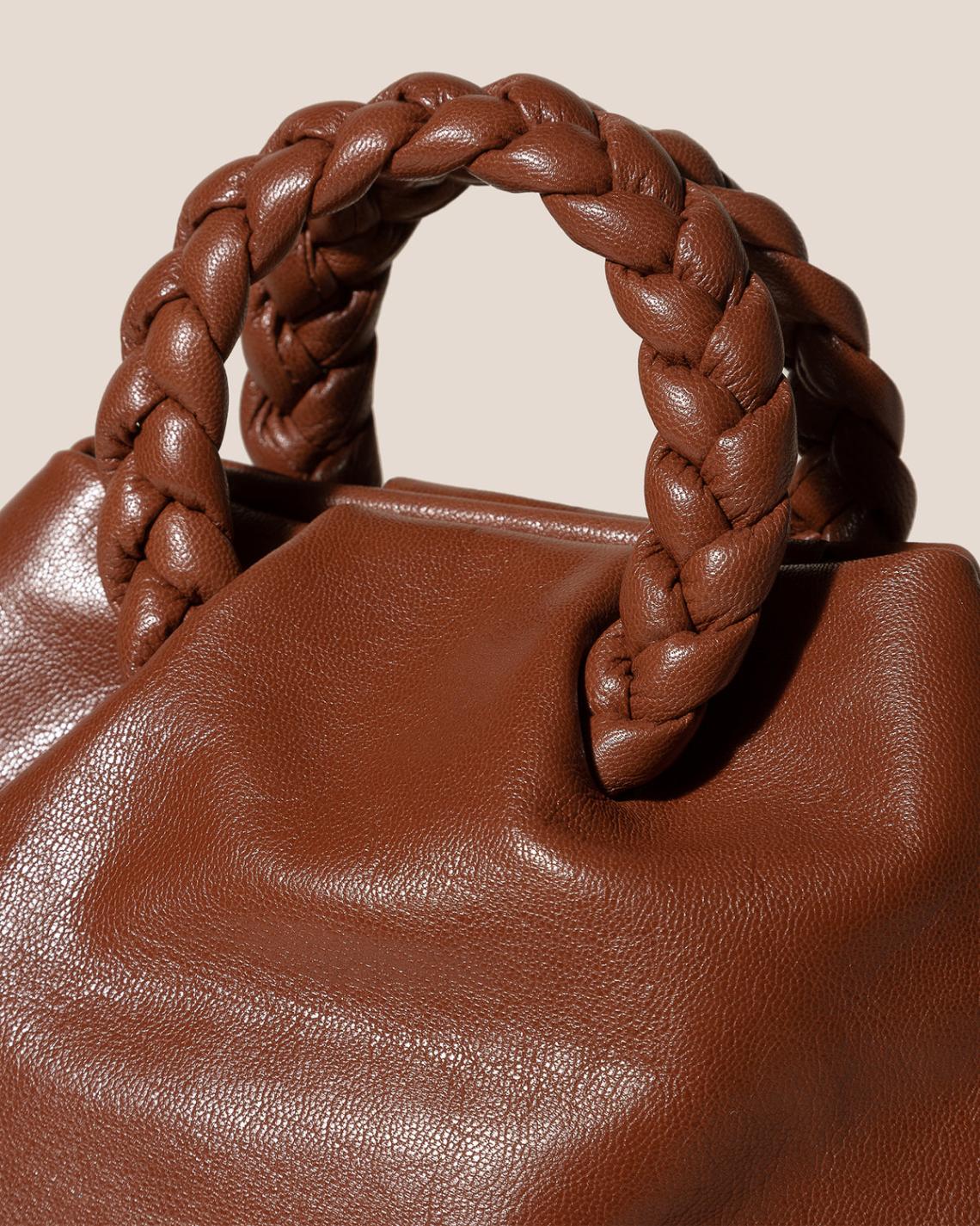 Hereu Crossbody Bags | BOMBON M SUPPLE SHINY - Plaited-handle Leather Crossbody Bag - Women