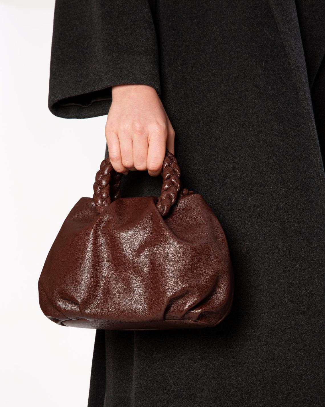 Hereu Crossbody Bags | BOMBON M SUPPLE SHINY - Plaited-handle Leather Crossbody Bag - Women