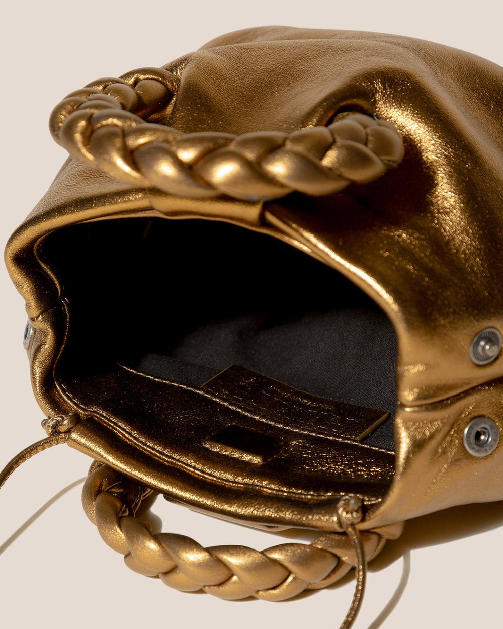 Hereu Crossbody Bags | BOMBON METALLIC - Small Plaited-handle Leather Crossbody Bag - Women