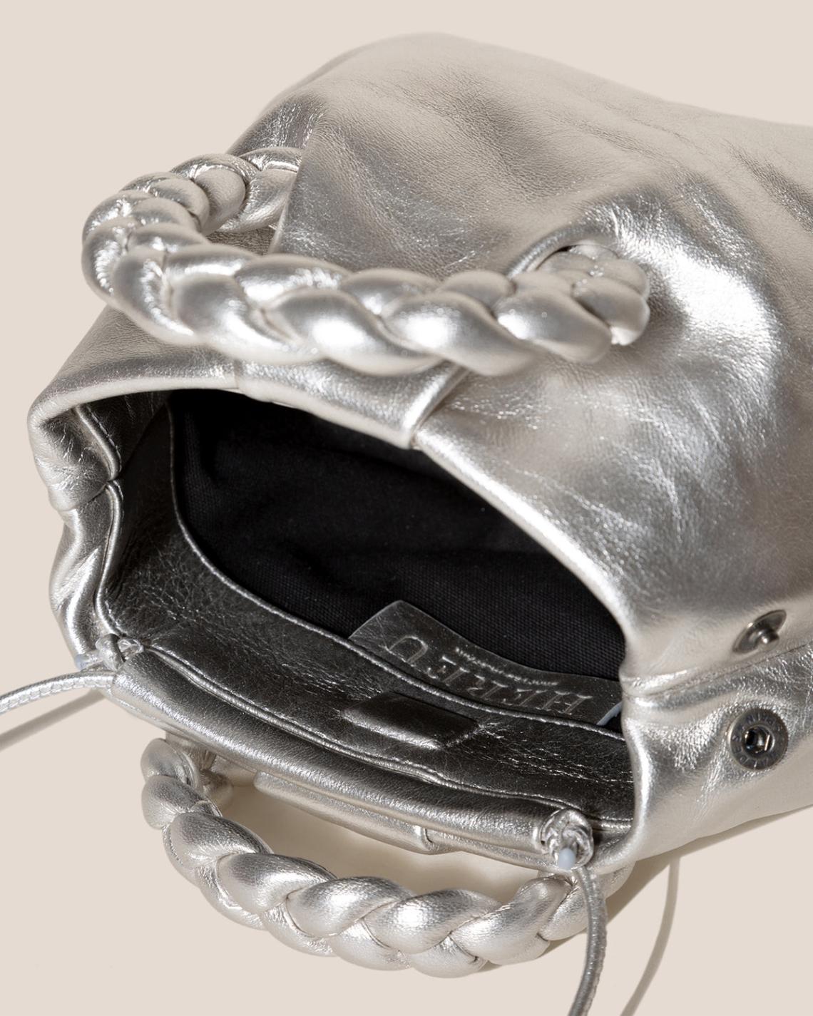 Hereu Crossbody Bags | BOMBON METALLIC - Small Plaited-handle Leather Crossbody Bag - Women