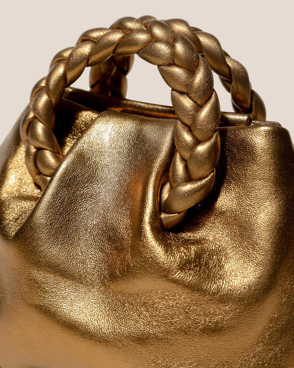 Hereu Crossbody Bags | BOMBON METALLIC - Small Plaited-handle Leather Crossbody Bag - Women