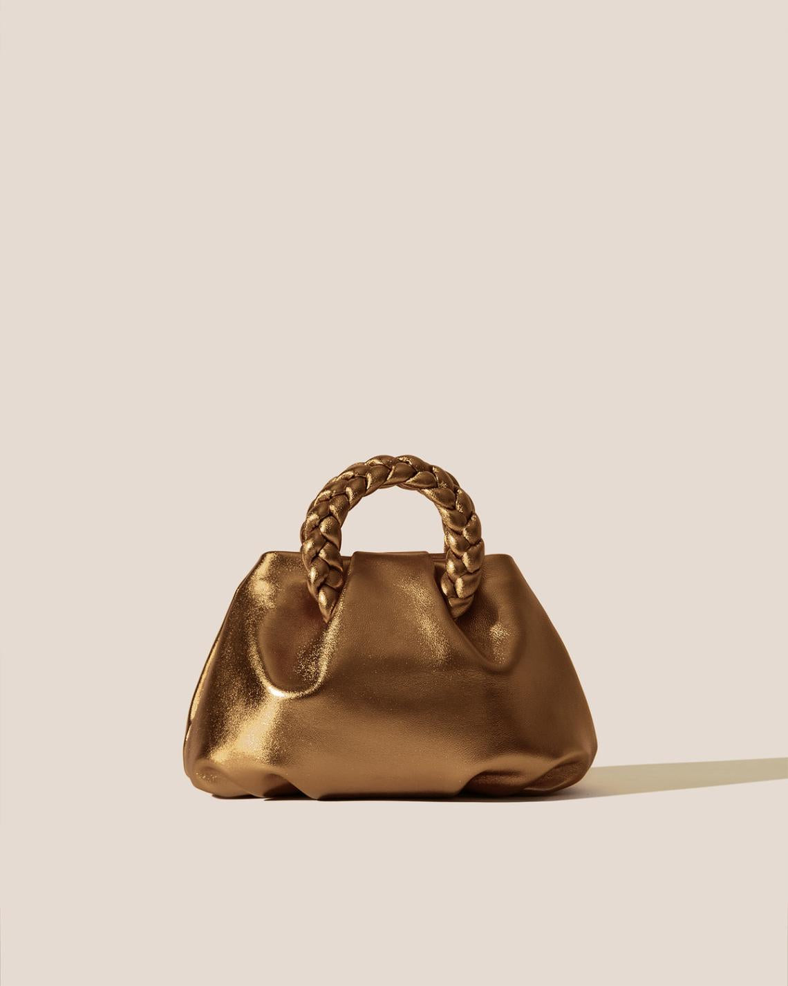 Hereu Crossbody Bags | BOMBON METALLIC - Small Plaited-handle Leather Crossbody Bag - Women