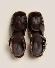 Hereu Heels | ANCORA SQUARED HEELED SHEARLING - Open-Toe Fisherman Sandal - Women