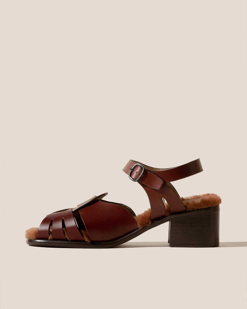 Hereu Heels | ANCORA SQUARED HEELED SHEARLING - Open-Toe Fisherman Sandal - Women