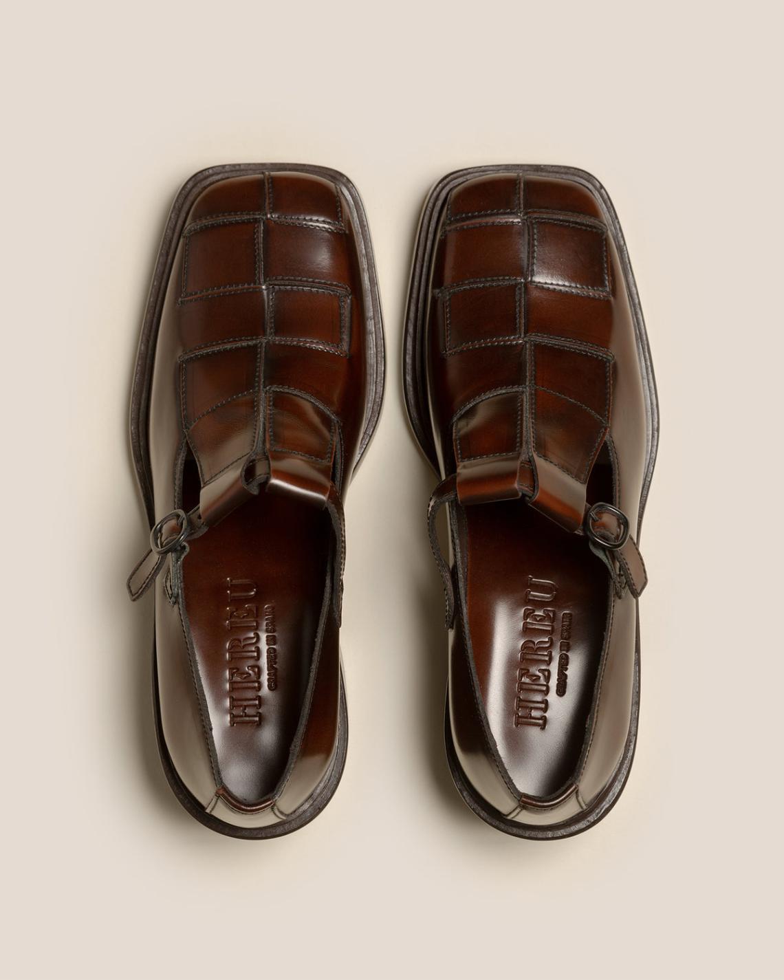 Hereu Heels | POBLA HEELED - Brushed Interwoven T-Bar Loafer - Women