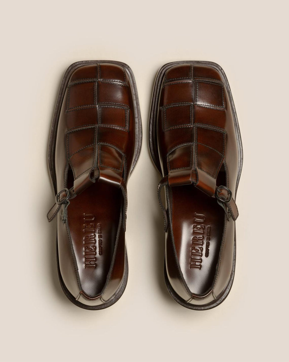 Hereu Heels | POBLA HEELED - Brushed Interwoven T-Bar Loafer - Women