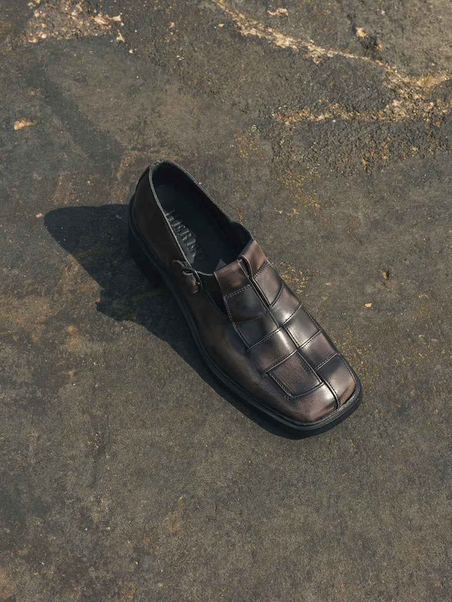 Hereu Heels | POBLA HEELED - Brushed Interwoven T-Bar Loafer - Women