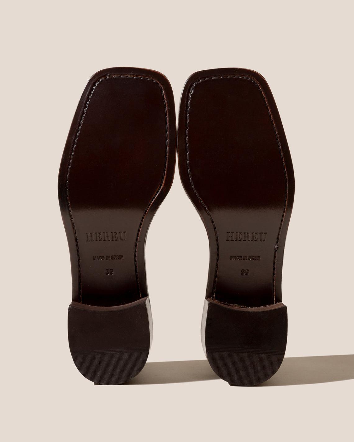 Hereu Heels | POBLA HEELED - Brushed Interwoven T-Bar Loafer - Women