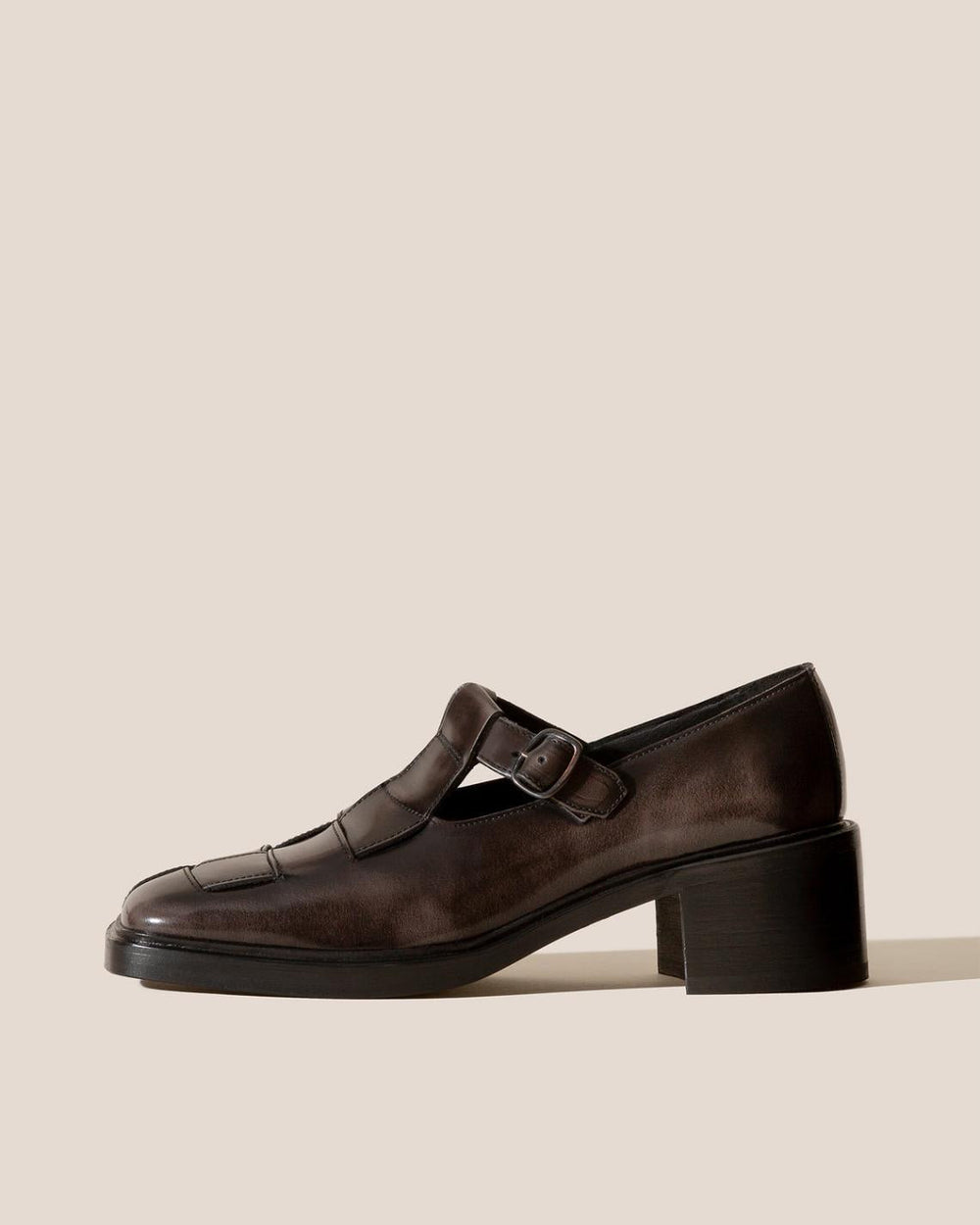 Hereu Heels | POBLA HEELED - Brushed Interwoven T-Bar Loafer - Women
