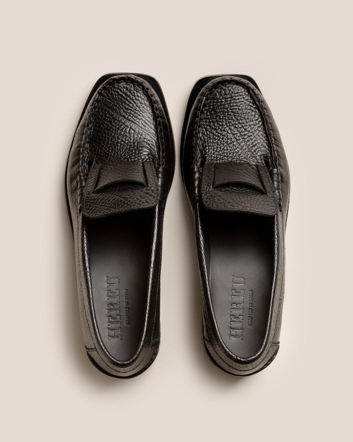 Hereu Heels | SINEU HEELED GRAINY - Interlaced Detail Slip-On Loafer - Women