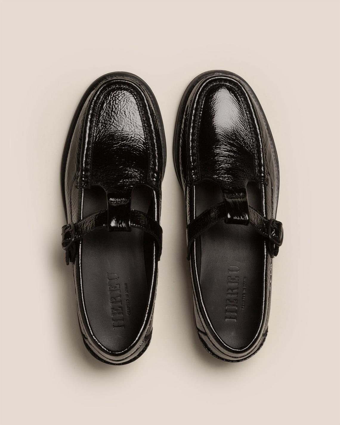 Hereu Loafers | ALBER CRINKLED GLOSSY - T-bar Loafer - Women