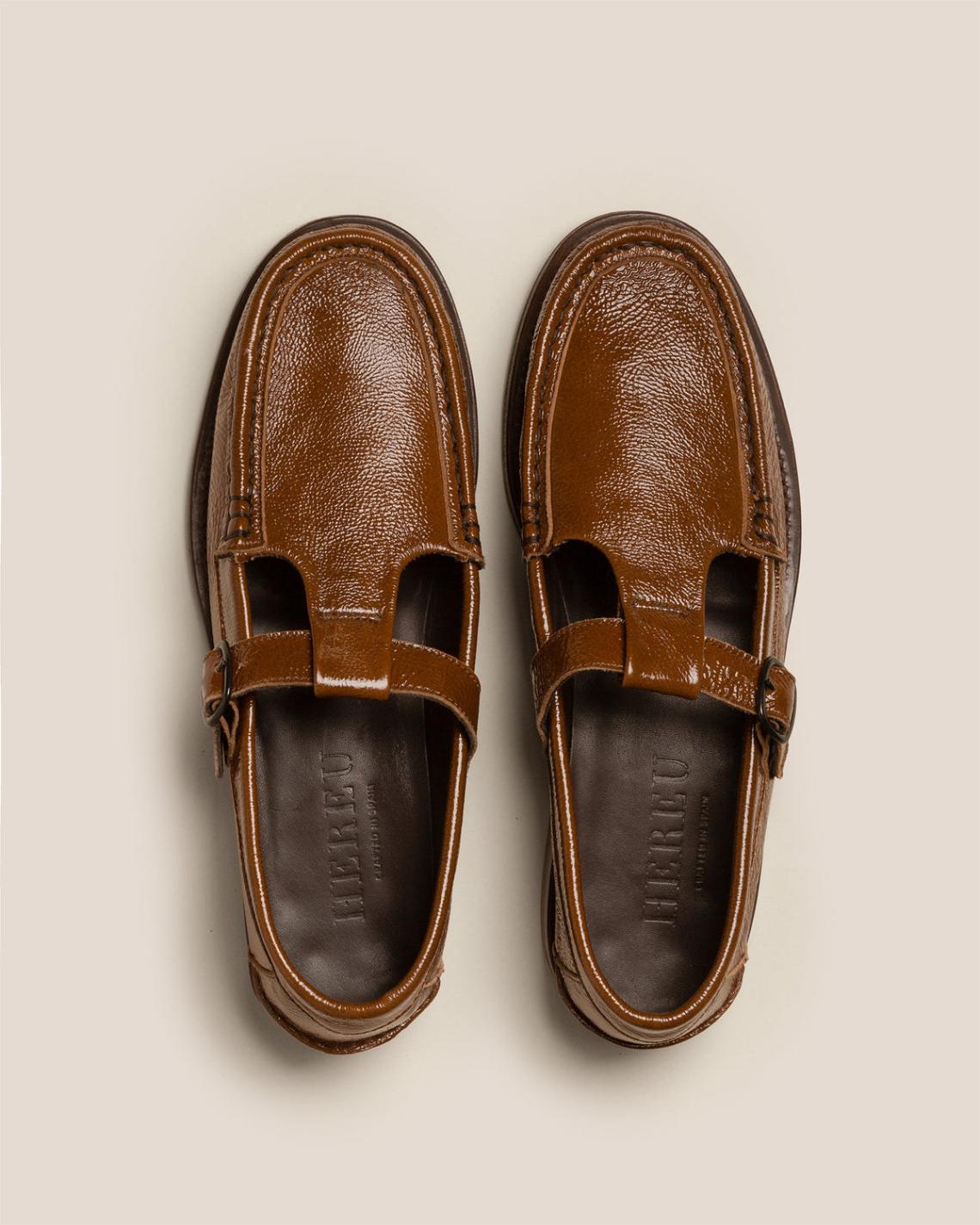 Hereu Loafers | ALBER CRINKLED GLOSSY - T-bar Loafer - Women