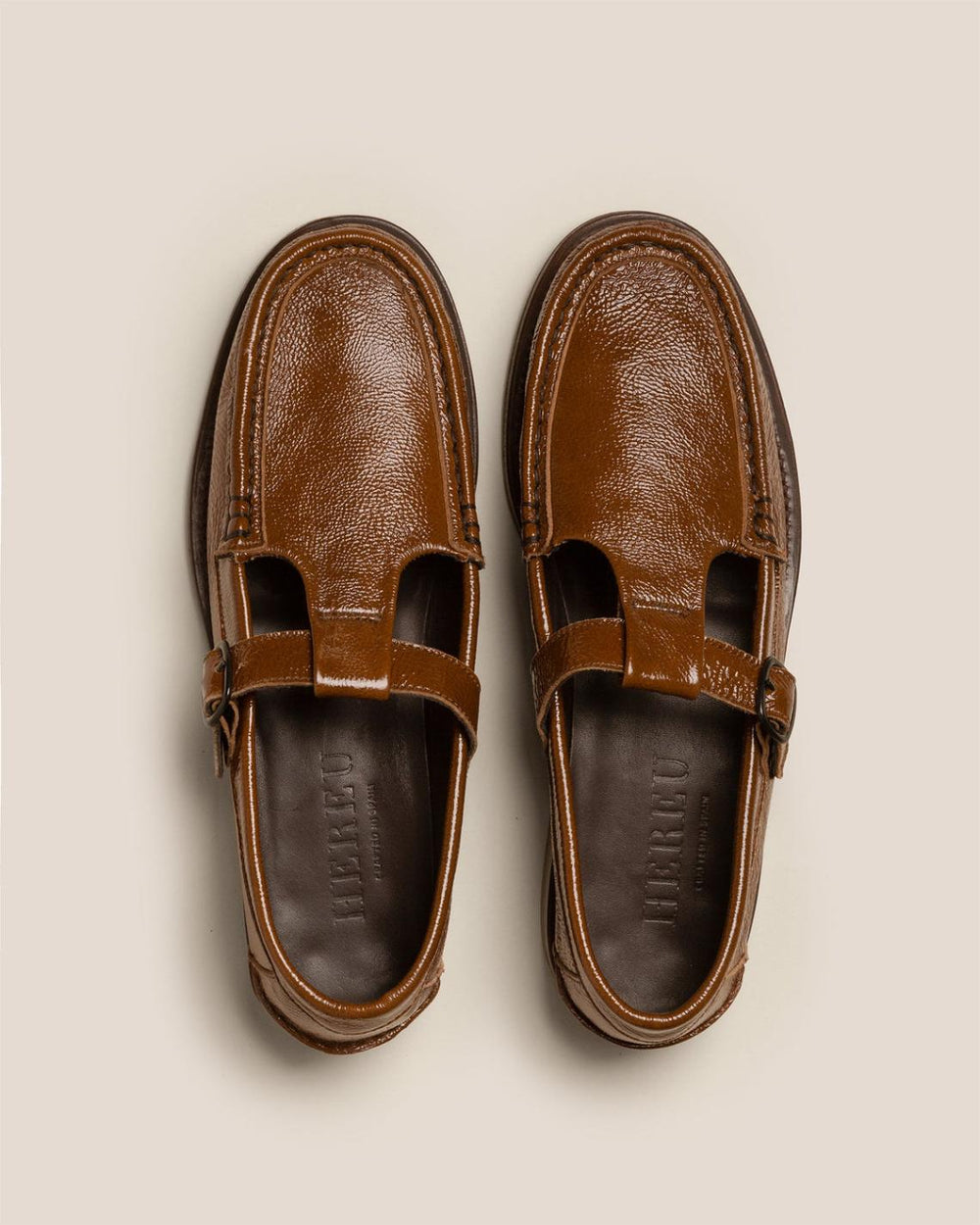 Hereu Loafers | ALBER CRINKLED GLOSSY - T-bar Loafer - Women