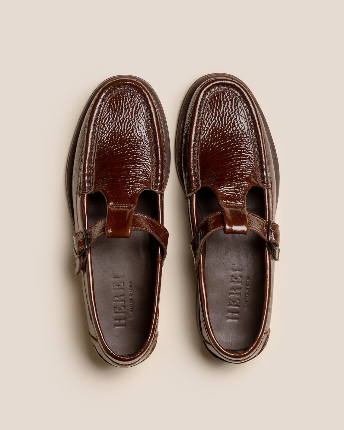 Hereu Loafers | ALBER CRINKLED GLOSSY - T-bar Loafer - Women