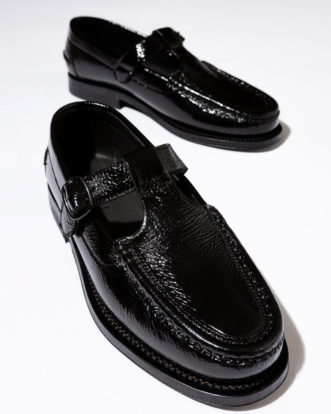 Hereu Loafers | ALBER CRINKLED GLOSSY - T-bar Loafer - Women