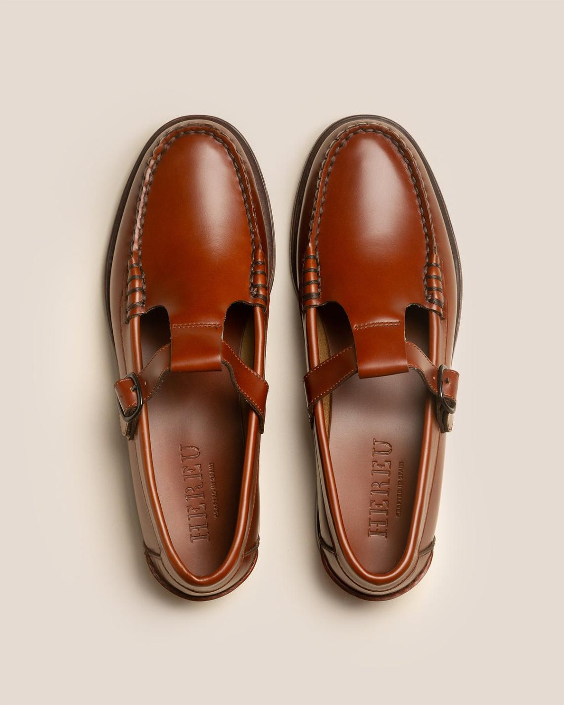Hereu Loafers | ALBER - T-bar Loafer-reddish-tan - Women
