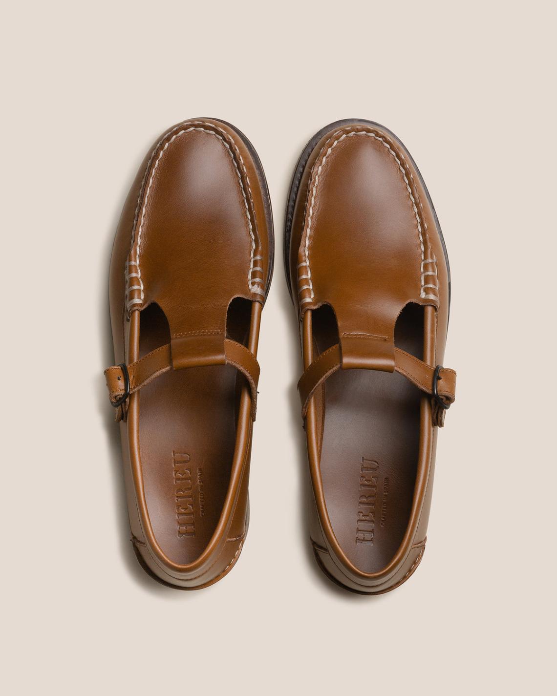 Hereu Loafers | ALBER VEG TAN - T-bar Loafer - Men