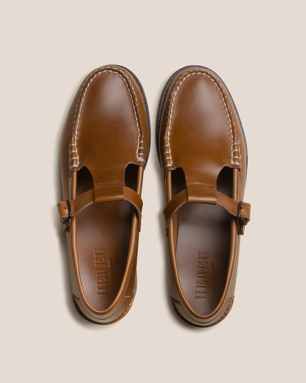 Hereu Loafers | ALBER VEG TAN - T-bar Loafer - Men