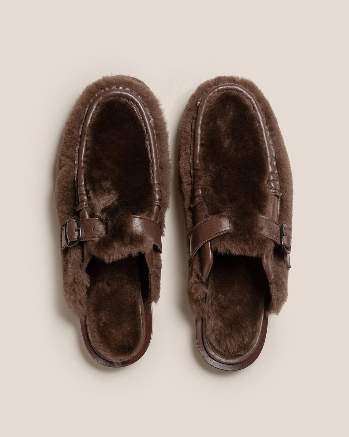 Hereu Loafers | BARRACA SHEARLING - Buckle-strap Mule Loafer - Women