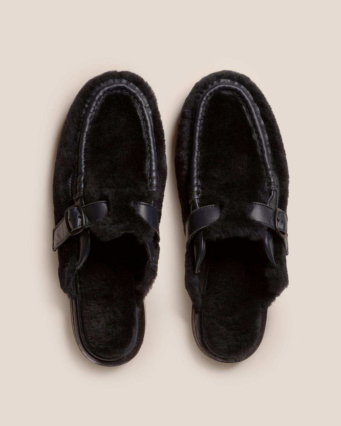 Hereu Loafers | BARRACA SHEARLING - Buckle-strap Mule Loafer - Women